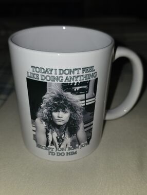 White Photo-Print JON BON JOVI Ceramic Coffee Mug. NEVER USED !